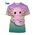 Axolotl 3D Print T-shirt Newest Animal Fashion Unisex Personality Creative Short Sleeve. 