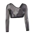 Summer Women Mesh Crop Top Long Sleeve T-Shirts Blusas Y2K Elegant Vestidos Sheer Transparent Top Tee Shirts Robe Femme.