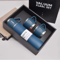3-in-1 Vacuum Flask Thermos Set - 500ml Stainless Steel Double Wall Insulated Bottle-12 Hours Hot & Cold Retention, Leak-Proof Travel Mug Gift Set-Corporate Business Office Tea Coffee Cup,Durable Portable Unbreakable Latest Design Navy Blue Water Bottle.