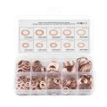 200Pcs Solid Copper Washer Flat Ring Sump Plug Oil Seal Assorted Set Box - Copper color 200Pcs. 