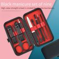 9Pcs Nail Clippers Manicure Set Portable Travel Stainless Steel Nail Cutter Pedicure Tool Kit Fingernail Suit. 