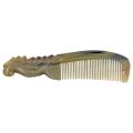7.48 Inch Natural Vietnam Buffalo Horn Comb Parrot Engraved Horn Comb Anti-Static Comb Brush Hair Massage Comb. 