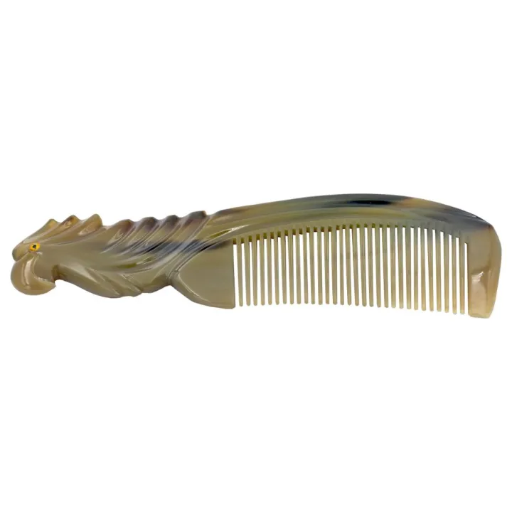 7.48%20Inch%20Natural%20Vietnam%20Buffalo%20Horn%20Comb%20Parrot%20Engraved%20Horn%20Comb%20Anti-Static%20Comb%20Brush%20Hair%20Massage%20Comb%20-%20Image%205