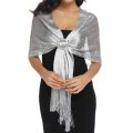 Gold Silver Silk Shawl Shirts For Women Flat Scarf Bride'S Bridesmaid Ball Long Tassel Evening Party Wedding Dress Casual Tunics. 