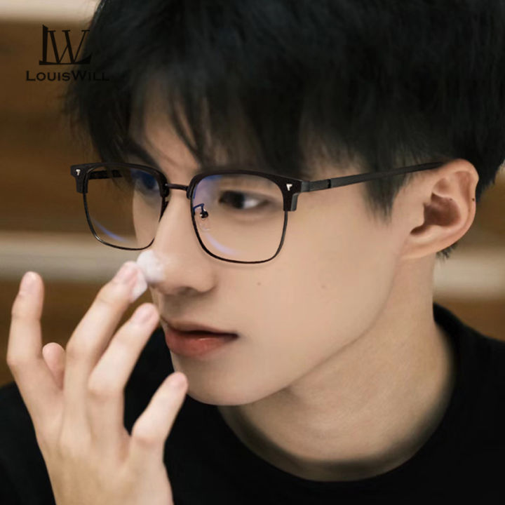 LouisWill%20Men%20TR90%20Non-Prescription%20Glasses%20Anti%20Blue%20Light%20Flat%20Mirror%20Eyewear%20Can%20Be%20Paired%20With%20Myopia%20Gasses%20Half%20Frame%20Design%20Outdoor%20Travel%20Men%20Trendy%20-%20Image%206