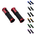 LI 1 Pair Motorcycle Hand Grips CNC Aluminum Soft Rubber Handlebar Grips Throttle Universal 7/8" Left Grip 1" Right Grip. 