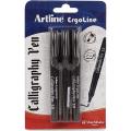 Artline Ergoline Calligraphy Pen With 3 Nib Sizes Black Color Set of 3 Pens.