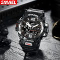 SMAEL SMAEL Men's Tactical Watch Functional Large Dial Calendar Waterproof Luminous Stopwatch Dual Display Quartz Watch.
