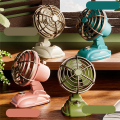 Retro Mini Desktop Fan 400mAh USB Rechargeable Outdoor Desk Fan,Blue.