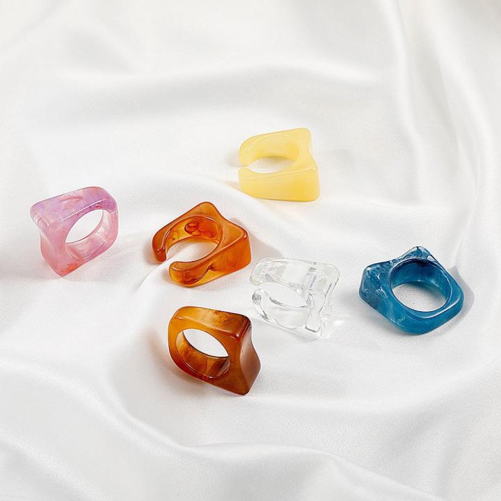 Acrylic Resin Geometric Rings Female Ins Girl New