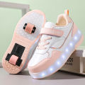 Pink Fashion Girls Boys LED Light Roller Skate Shoes for Children Kids Sneakers with Wheels Two Wheels Sneakers for Boys Kids. 