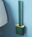 toilet cleaning brush Water leak proof with silicone base toilet flat head flexible soft with quick drying holder set - Minimalistic Sophistication. 