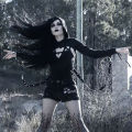 Women's Black Crop Top Short Hoodie Ladies Gothic Punk Halter Mesh Hooded Sweatshirt Coat Halloween Cosplay Tops. 