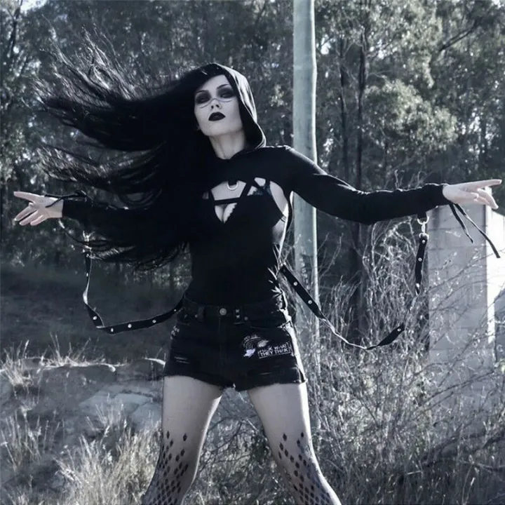 Women's%20Black%20Crop%20Top%20Short%20Hoodie%20Ladies%20Gothic%20Punk%20Halter%20Mesh%20Hooded%20Sweatshirt%20Coat%20Halloween%20Cosplay%20Tops%20-%20Image%204