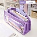 Six Layer Large Capacity Pencil Bag Aesthetic Transparent Pen Case Stationery Cosmetic Storage Girl Pencil Pouch School Supplies. 