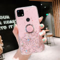 Casinglee for OPPO Realme C21 case Shiny Ring Glitter Soft Transparent Holder Stand Back cover with String for Realme C21 Phone cases cover Stars Moon Girls For girls and Boys. 