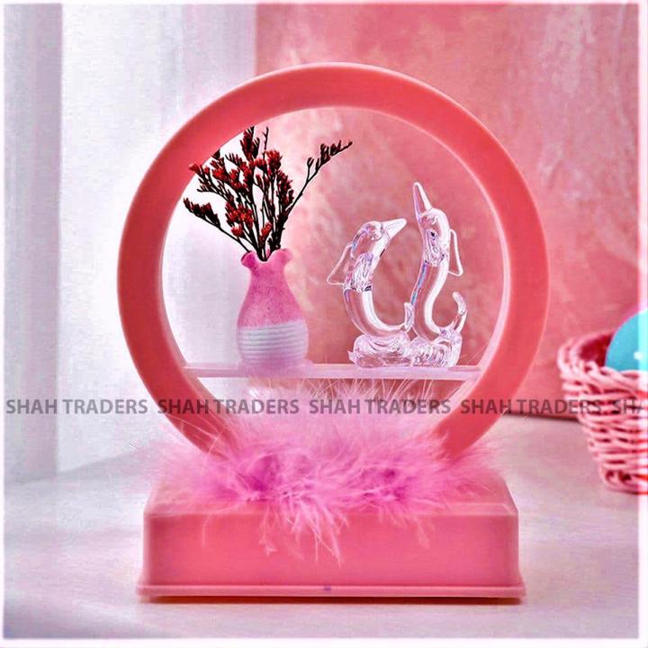 Innovative Dolphin Night Light with Music Round Night Lamp for Valentine's Day Girls’ Room Decoration