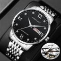 Stainless Steel Quartz Wrist Watch for Man Week Date Display Luminous Fashion Men's Watch.