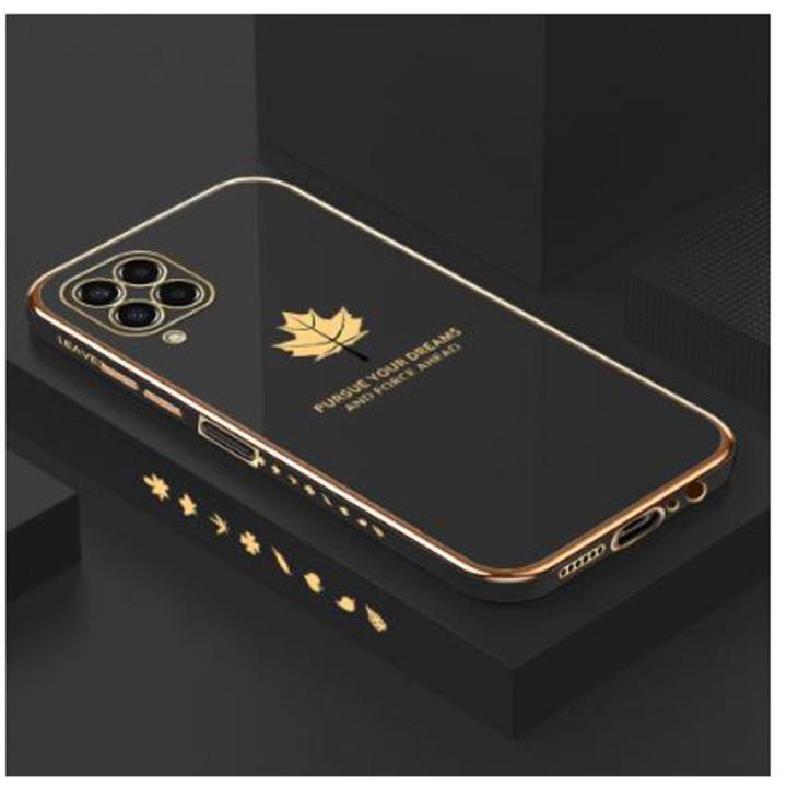 Samsung Galaxy M33 5G Back Cover New Maple Leaf Luxury 6D Plating Case Side Pattern Soft Silicone Square Phone Cases - Phone - Camera - Phone Back Cover