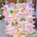 14 Pcs a Set Girls Cute cartoon Sweet Hair Clip Rainbow Fruit Cute Cartoon Hair Bands Lovely Hair Accessories Headwear Hairpins. 