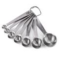 Stainless Steel Measuring Spoons Set of 7 Stackable Measure Spoon for Dry and Liquid Ingredients Etched Marked Baking Cooking Spoon with Detachable Ring Holder Exquisite Product. 
