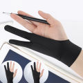 1pc Black 2 Fingers Anti-fouling Gloves Anti Touch Hand Drawing Writing Glove. 