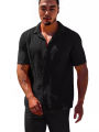 2024 Summer Hot Selling Lapel Solid Color Short Sleeve Button Loose Breathable Sweat Absorption Men Casual Shirt Men. 