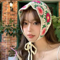 French Pastoral Style Sweet Knitted Crochet Triangle Hair Scarf Fashion Strawberry Daisy Flower Shape Headband Beach Vacation Hair Accessories 1Pcs.
