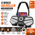 FITNESS WORLD - Rebound AB Roller 6 Wheel for Abdominal Exercises with Knee Pad , Elbow Support, Phone Holder for Home Gym Strength Workouts.