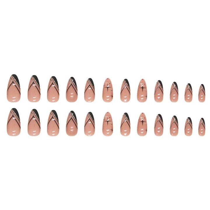 24Pcs/Box%20Almond%20Round%20False%20Nails%20Detachable%20Stiletto%20Nails%20Full%20Cover%20French%20Ballerina%20Women%20Girls%20Nail%20Tips%20Press%20Nails%20-%20Image%205