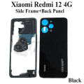 For Xiaomi Redmi 12 4G Side Frame + Back Panel Housing + Camera Glass Back shell Replacement Spare Parts.