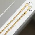 e-Manco 3/4MM 316L Rope Chain Necklace Stainless Steel Never Fade Waterproof Choker Men Women Jewelry Gold Color Chains Gif. 