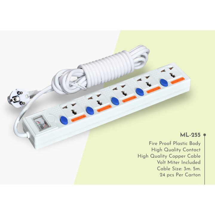 Maxline%205%20Gang%20Multi%20Extension%20Socket%20Model:%20ML-255-2%20pin%20Plug/3%20Miter%20Wire%20(%2010%20Fit/Hand%20Long%20Wire)%20-%20Image%203