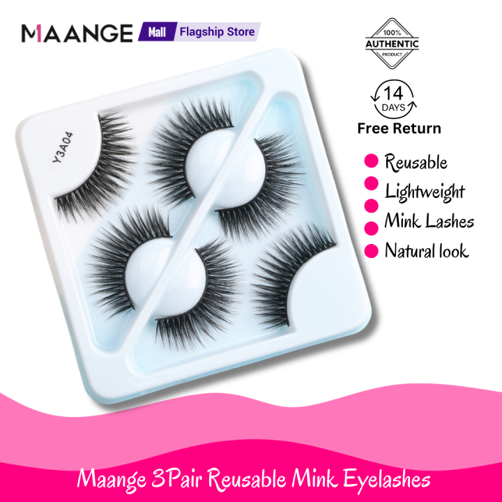 MAANGE 3Pair Mink Hair 3D Eyelashes Y3A04