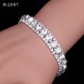 BLIJERY Luxury Crystal Bracelets For Women Silver Plated Rhinestone Charm Bracelets & Bangles Femme Bridal Wedding Jewelry Gifts.