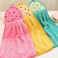 Print Coral Fleece Microfiber Hanging Hand Towel Cute Kids Washcoloths Quick Dry Thicken Cleaning Cloths Wipes Rags for Kitchen & Bathroom 38*30cm. 