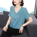 Chiffon women's summer wear 2024 new style, stylish and age reducing temperament, lotus leaf sleeve small shirt for middle-aged mothers, short sleeved top. 