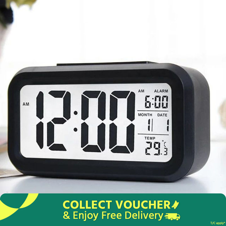 Upgraded Digital Alarm Clock LED Digital Desk Clock Table Electronic Clock Sound Control Backlight Alarm Clocks Bedroom Bedside Kid Home Decor Despertador 4.3" LED Display with Temperature Larger Lound Light Control Portable Snooze Calendar Brightness wit
