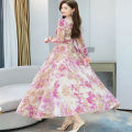 Attractive 3D Digital Print Long Party Gown Dress – Stylish One-Piece Kurti for Women (Free Size).