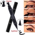 2 in 1 Stamp Black Liquid Eyeliner Pen Waterproof Fast Dry Triangle Seal Eye Liner Pencil Cosmetic Double-ended Eyeliner Makeup Cosmetics. 