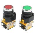 2pcs 22mm Mount 10A 380V DPST Red Green Momentary Push Button Switch.