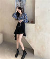 Women Elegant Floral Printed Blouses, Lace V Neck Warp Bow Tie Neck Lantern Sleeve Shirts Top. 