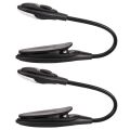 2X Mini Flexible Clip-on Bright Booklight LED Travel Book Reading Lamp White Light Book Holder Small Table Lamp Black. 