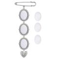 Wedding Boutonniere Bouquet Photo Memorial Charm Pin Round Mother of The Bride Gift for Groom Bride with Heart Pendant.