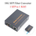 1PCS 10G SFP Media Converter 1 SFP to 1 RJ45 Transceiver 10Gbps Fiber Optic Switch With 10KM/20KM/40KM LC SFP Module. 