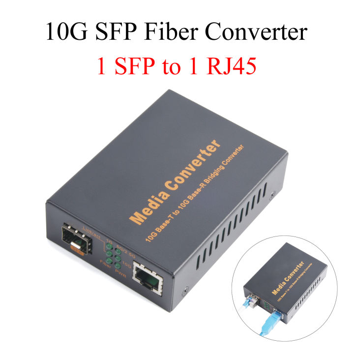 1PCS 10G SFP Media Converter 1 SFP to 1 RJ45 Transceiver 10Gbps Fiber Optic Switch With 10KM/20KM/40KM LC SFP Module