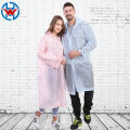 Travel Fashion EVA raincoat reusable Outdoor Poncho Rain Coat for Couple Polka dot Hoodie Button Raincoat for Hiking Camping. 