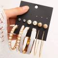 Trendy 6 Pairs = 12 Pcs Pearl Stud and Hoop Earrings for Women Popular Statement Earrings Set for Girls. 