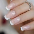 【The road to happiness Store】Hello Paris Classical French Nail Natural Nails Square French Style Smile Line Finfernails.