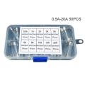 50PCS 6x30mm Fast Blow Glass Fuse Assorted Mixed Kit Insurance Tube 0.5A-20A - Transparent.